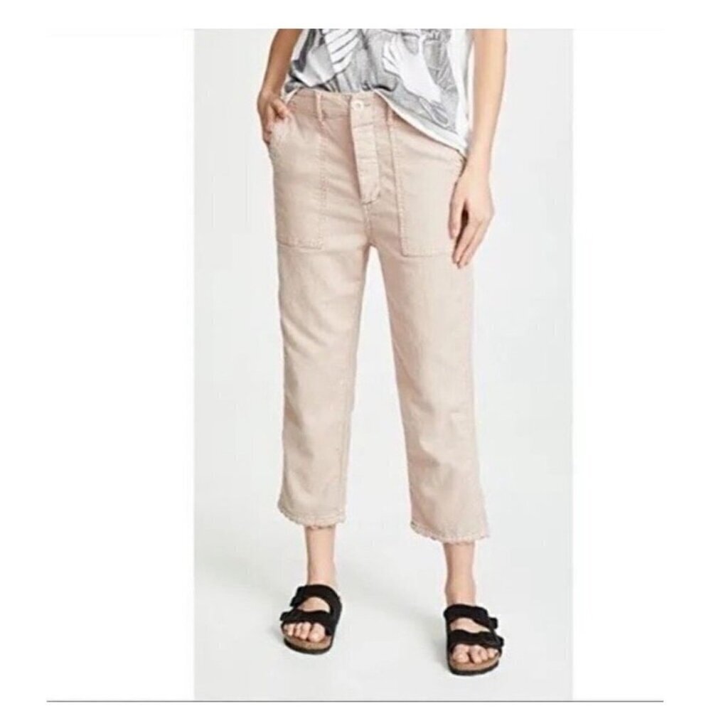 The Great Ric Rac crop pant pastel pink relaxed linen women’s 26